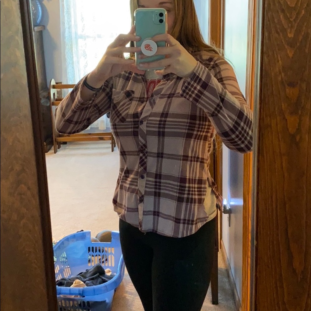 Pink plaid button down - Picture 2 of 4